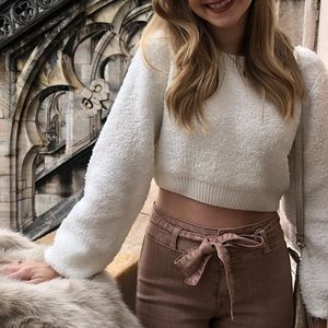 Cropped white sweater